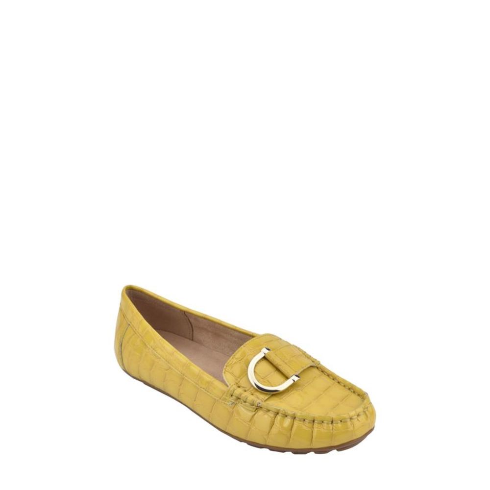 EVOLVE Womens Yellow Hardwa Slip Resistant Mink Leather Dress Loafers 5.5 M